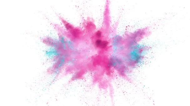 Super Slow Motion Colored Powder Explosion Isolated White Background Speed — Stock Video