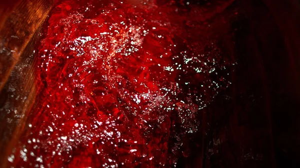 Freeze Motion Splashing Red Wine Wooden Barrel Concept Pouring Wine — Stock Fotó