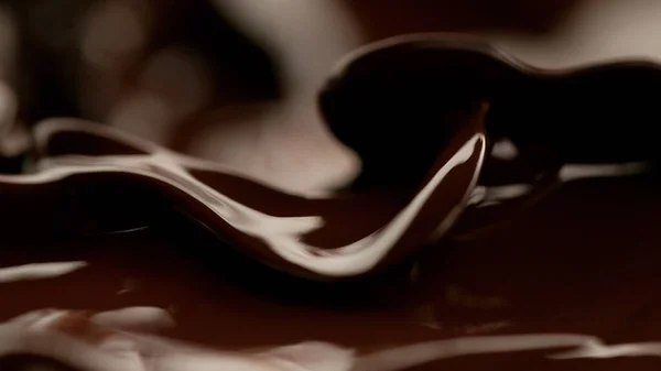 Detalj Stänk Smält Choklad Makro Skott Mat Bakgrund — Stockfoto
