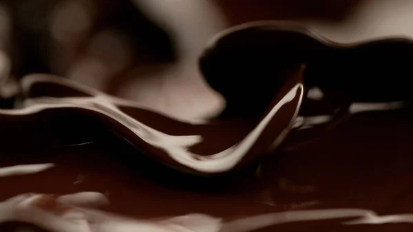 Detail Splashing Melted Chocolate Macro Shot Food Background — Photo