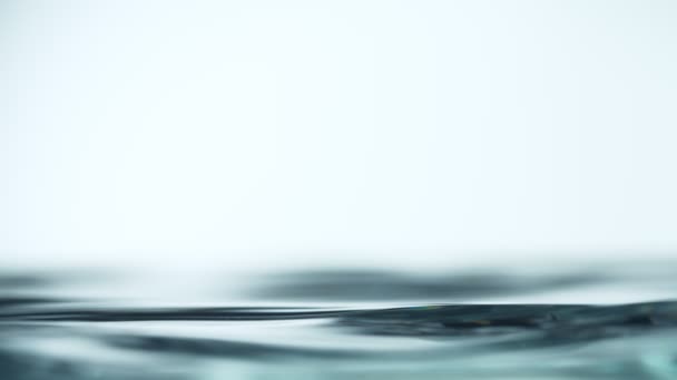 白い背景に隔離された水を振っての超遅い動き 高速フィルムカメラで撮影しました — ストック動画