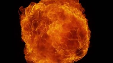 Siyah arka planda izole edilmiş süper yavaş ateş patlaması. Yüksek hızlı sinema kamerası, 1000 fps. Hız rampası etkisi.