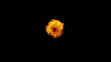 Siyah arka planda izole edilmiş süper yavaş ateş patlaması. Yüksek hızlı sinema kamerası, 1000 fps.