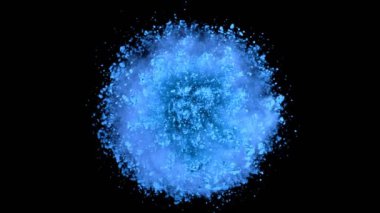 Siyah arkaplanda izole edilmiş renkli barut dönüşünün süper yavaş çekimi. Yüksek hızlı sinema kamerası, 1000fps.