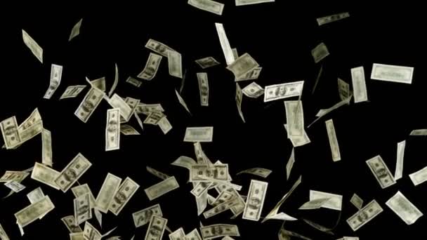 Super Zeitlupe Fliegender Dollar Banknoten Auf Schwarzem Hintergrund Gefilmt Mit — Stockvideo