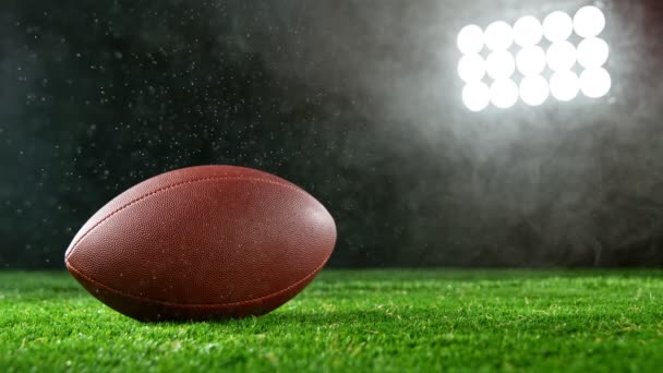 Super Slow Motion Football Ball Smoke Rain Filmed High Speed — Stock Video