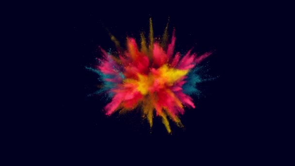Super Zpomalení Výbuchu Barevného Prášku Izolovaného Tmavém Pozadí Natočeno Vysokorychlostní — Stock video