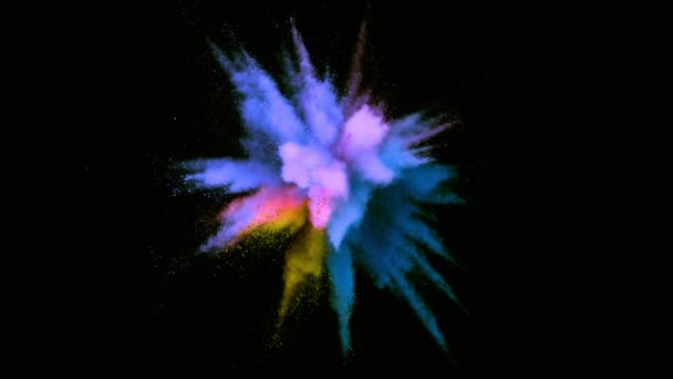 暗い背景に隔離された色の粉体爆発の超遅い動き 高速シネマカメラ 1000Fpsで撮影 — ストック動画