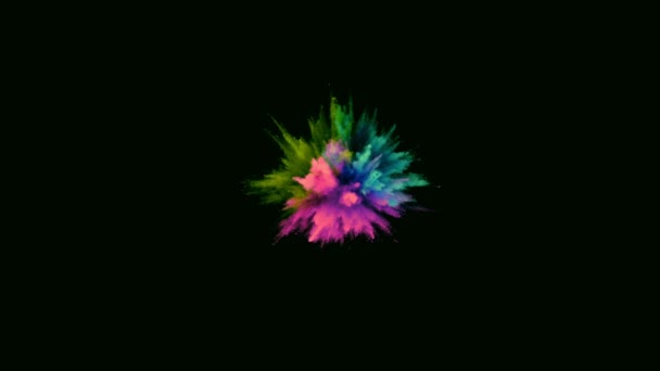 Mouvement Super Lent Explosion Poudre Colorée Isolé Sur Fond Sombre — Video