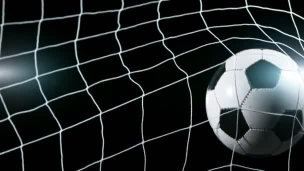 Super Slow Motion Pallone Calcio Che Vola Porta Girato Una — Video Stock