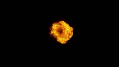 Siyah arka planda izole edilmiş süper yavaş ateş patlaması. Yüksek hızlı sinema kamerası, 1000 fps..