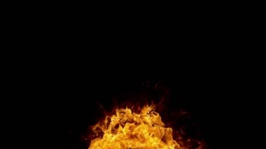 Siyah arka planda izole edilmiş süper yavaş ateş patlaması. Yüksek hızlı sinema kamerası, 1000 fps..