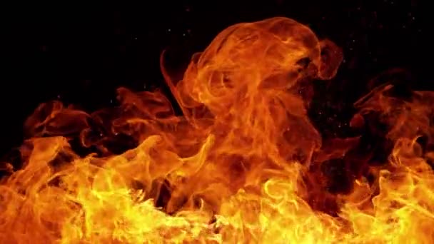Mișcarea Foarte Lentă Exploziei Incendiu Izolată Fundal Negru Filmat Camera — Videoclip de stoc