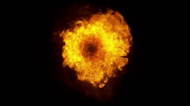 Siyah arka planda izole edilmiş süper yavaş ateş patlaması. Yüksek hızlı sinema kamerası, 1000 fps..