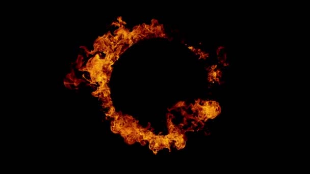 Siyah Arka Planda Izole Edilmiş Ateş Çemberinin Süper Yavaş Çekimi — Stok video