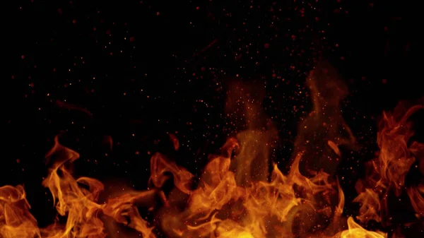 Fire Abstract Background Flames Copyspace Isolated Black Background — Stock Photo, Image