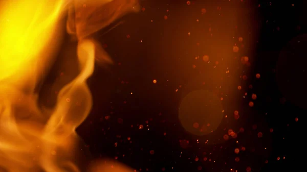 Oheň Abstraktní Pozadí Plameny Kopírovací Prostor Izolováno Černém Pozadí — Stock fotografie