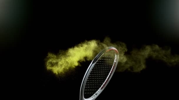 Super Rallentatore Colpire Palla Tenis Con Esplosione Polvere Girato Una — Video Stock