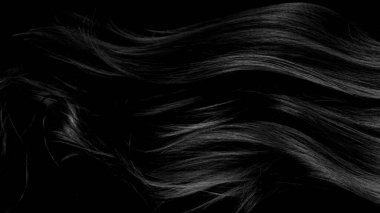 Lüks düz ve parlak siyah saçlara yakın plan, soyut arkaplan.
