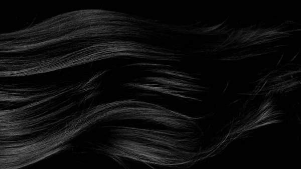 Primer Plano Sobre Lujoso Cabello Negro Liso Brillante Fondo Abstracto —  Fotos de Stock