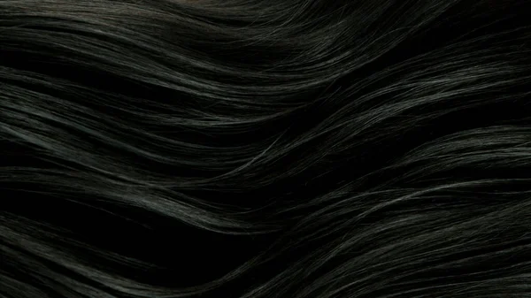 Close Luxuoso Linha Reta Brilhante Cabelo Preto Fundo Abstrato — Fotografia de Stock