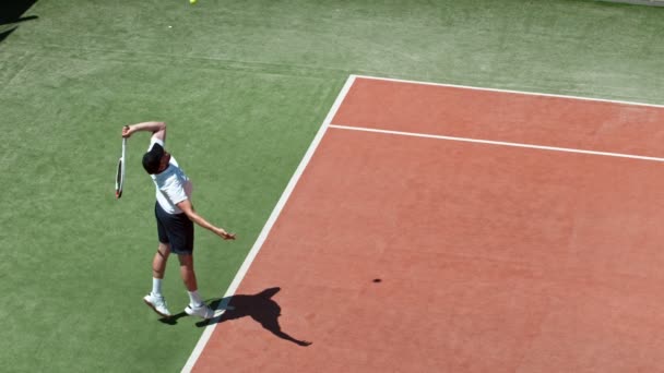 Super Slow Motion Van Tennis Speler Raken Van Dienst Hoge — Stockvideo