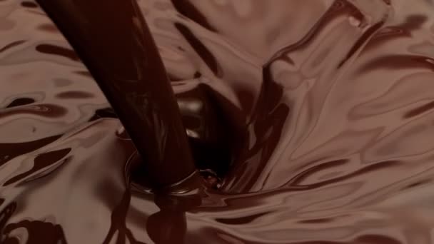 Super Slow Motion Rotating Pouring Dark Hot Melted Chocolate Close — 图库视频影像