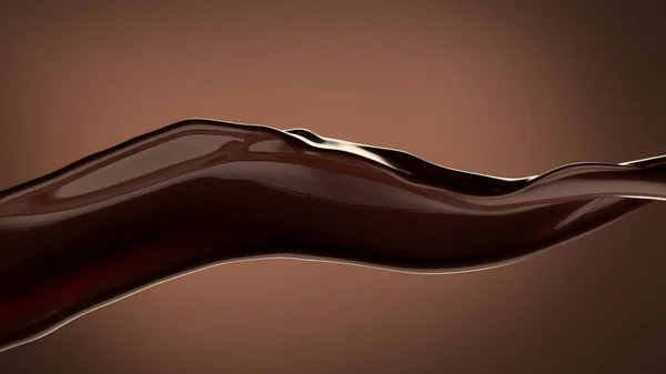 Melted Chocolate Splash Detail Freeze Motion Isolated Brown Background Abstract — Stock Photo, Image