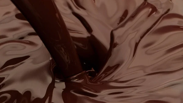Melted Chocolate Pouring Detail Floating Surface Abstract Sweet Background — Zdjęcie stockowe
