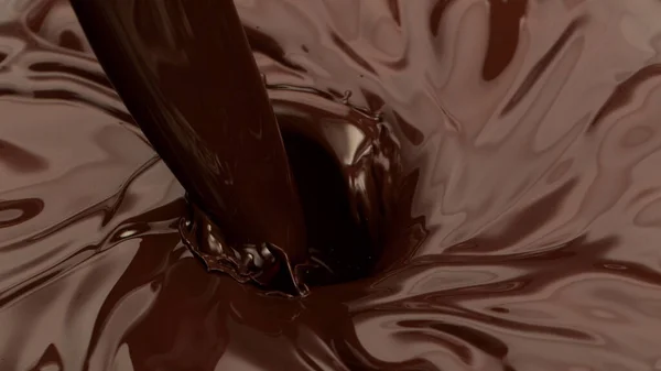 Melted Chocolate Pouring Detail Floating Surface Abstract Sweet Background — Fotografia de Stock