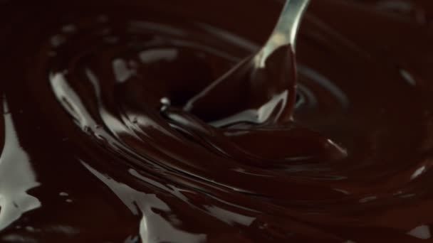 Mouvement Super Lent Remuer Chocolat Chaud Filmé Avec Caméra Cinéma — Video