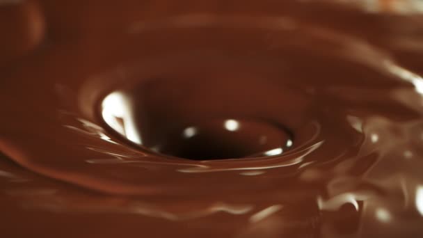 Super Slow Motion Rotating Hot Melted Chocolate Twister Close Filmed — Video