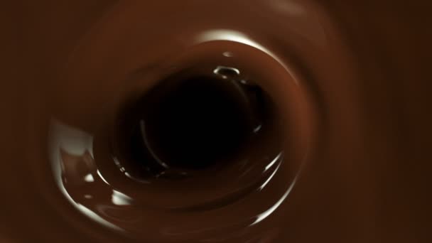 Super Slow Motion Rotating Hot Melted Chocolate Twister Close Filmed — Vídeos de Stock