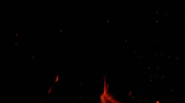 Super Slow Motion of Fire With Sparks Isolated on Black Background. Filmed on High Speed Cinema Camera.