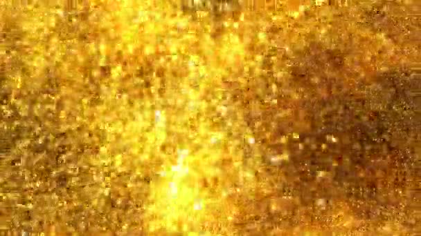 Super Slow Motion Glittering Golden Particles Black Background Shallow Depth — Vídeos de Stock