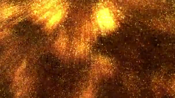 Super Slow Motion Glittering Golden Particles Black Background Shallow Depth — Stockvideo