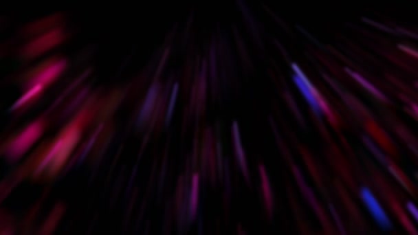 Super Slow Motion Glittering Neon Particles Black Background Shallow Depth — Vídeos de Stock