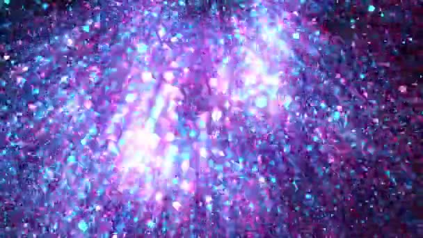 Super Slow Motion Glittering Neon Particles Black Background Shallow Depth — Stockvideo