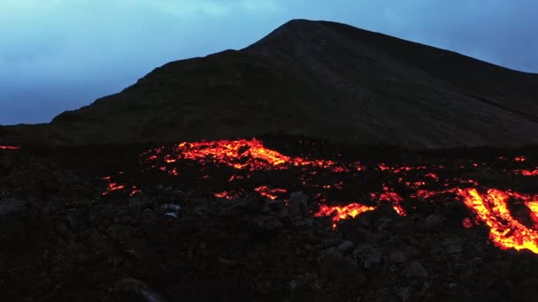 Aerial Panoramic Footage Meradalir Lava River Field Iceland 2022 Drone — Vídeos de Stock