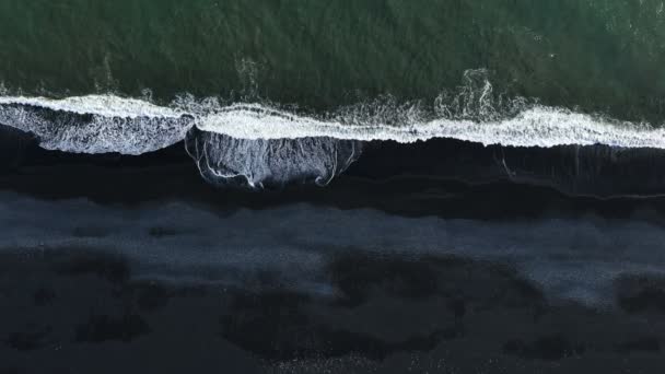Aerial Panoramic Footage Ocean Waves Shot Drone Perspective Iceland Reynisfjara — Stockvideo