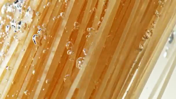 Super Slow Motion Flying Italian Pasta Spaghetti Water Filmed High — Video Stock