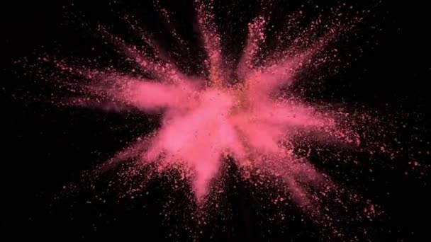 超慢速运动的彩色粉末爆炸隔绝在黑色背景下 用高速摄像机拍摄 每秒1000英尺 — 图库视频影像