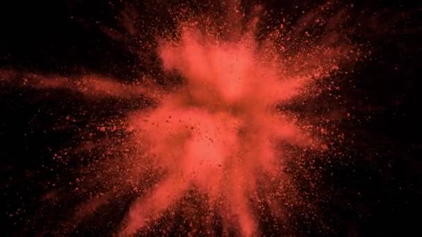 Super Slow Motion Färgat Pulver Explosion Isolerad Svart Bakgrund Inspelning — Stockvideo