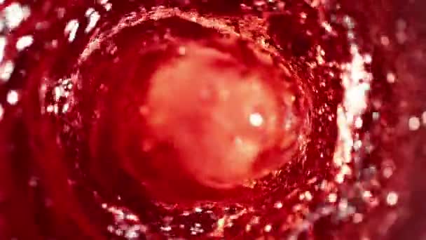 Super Slow Motion Versare Vino Rosso Forma Twister Girato Cinepresa — Video Stock