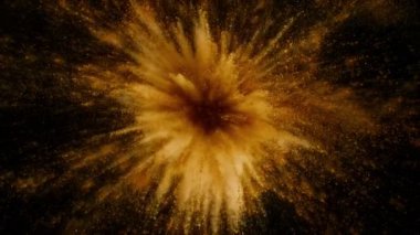 Siyah arka planda izole edilmiş süper yavaş renkli barut patlaması. Yüksek hızlı sinema kamerası, 1000fps.
