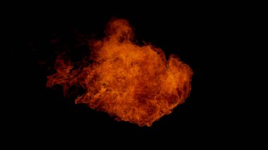 Soyut yangın patlaması arka planı siyah arkaplanda izole edildi.