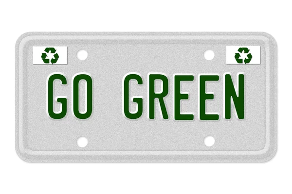 Go Green Car License Plate — Stok Foto