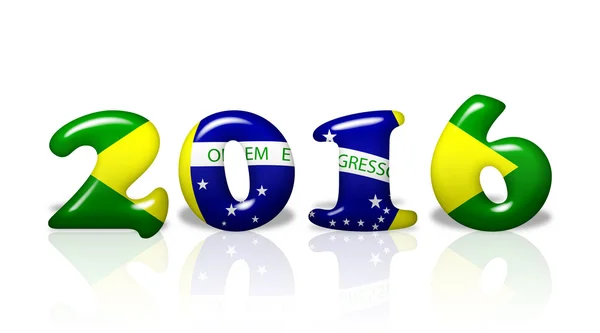 2016 en colores de bandera de Brasil — Foto de Stock