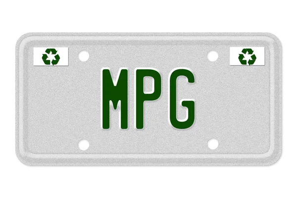 Mpg πινακίδα αριθμού κυκλοφορίας αυτοκινήτων — Φωτογραφία Αρχείου