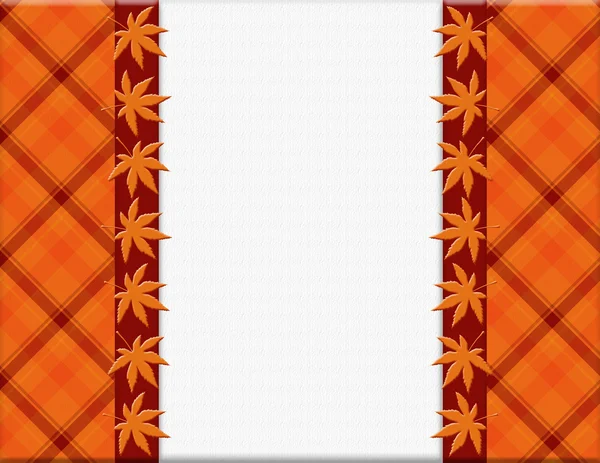 Orange Plaid and Leaves Frame for your message or invitation — Stock Photo, Image